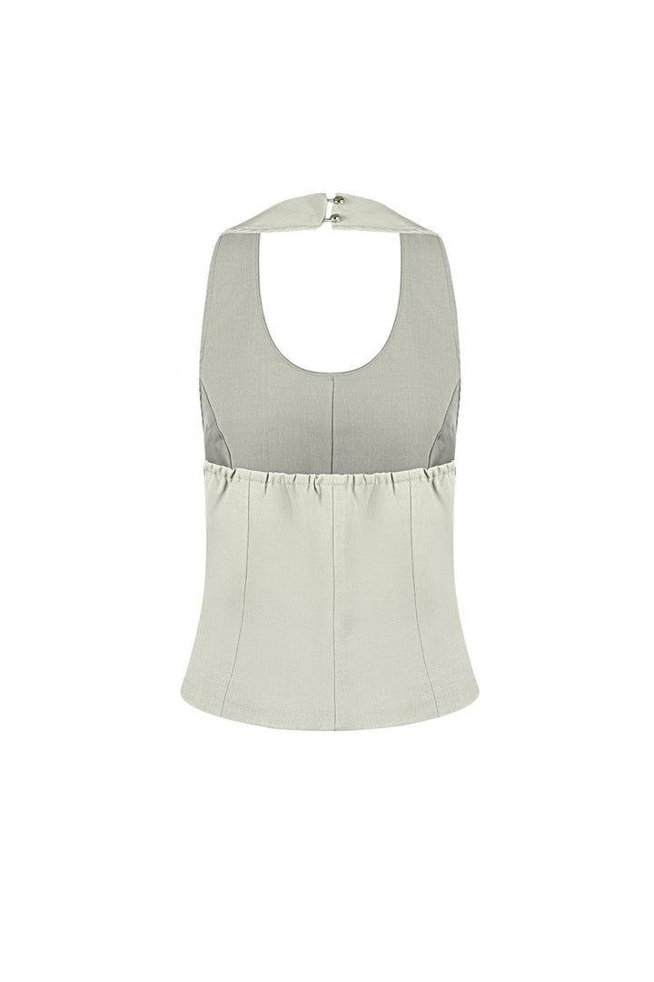 Geweven Polyestervezel Vrouwen Mouwloze Top Casual Boog Detail