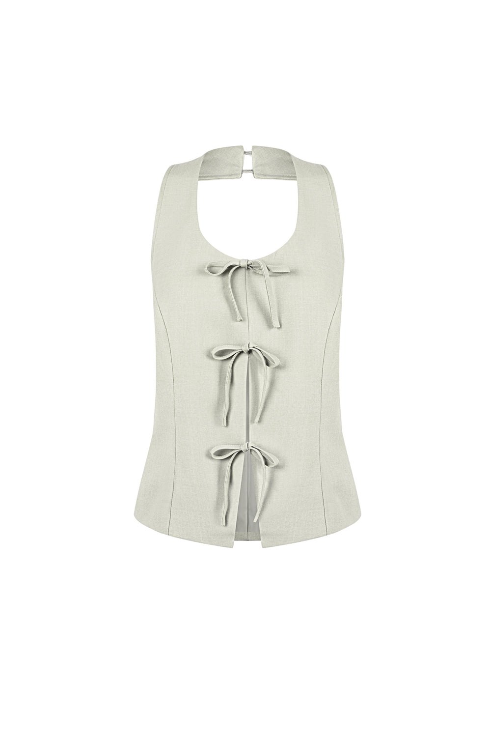 Geweven Polyestervezel Vrouwen Mouwloze Top Casual Boog Detail