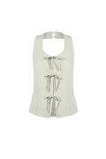 Geweven Polyestervezel Vrouwen Mouwloze Top Casual Boog Detail