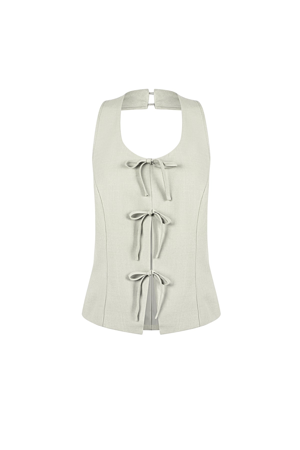 Geweven Polyestervezel Vrouwen Mouwloze Top Casual Boog Detail