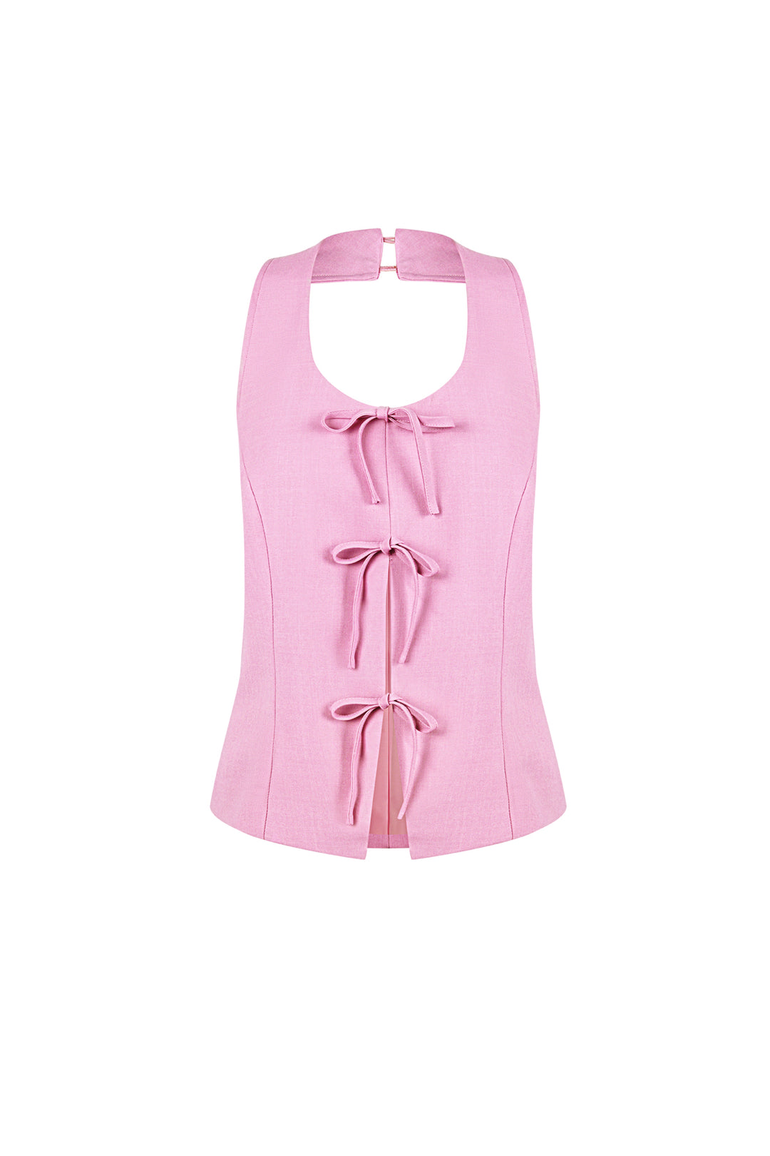Geweven Polyestervezel Vrouwen Mouwloze Top Casual Boog Detail