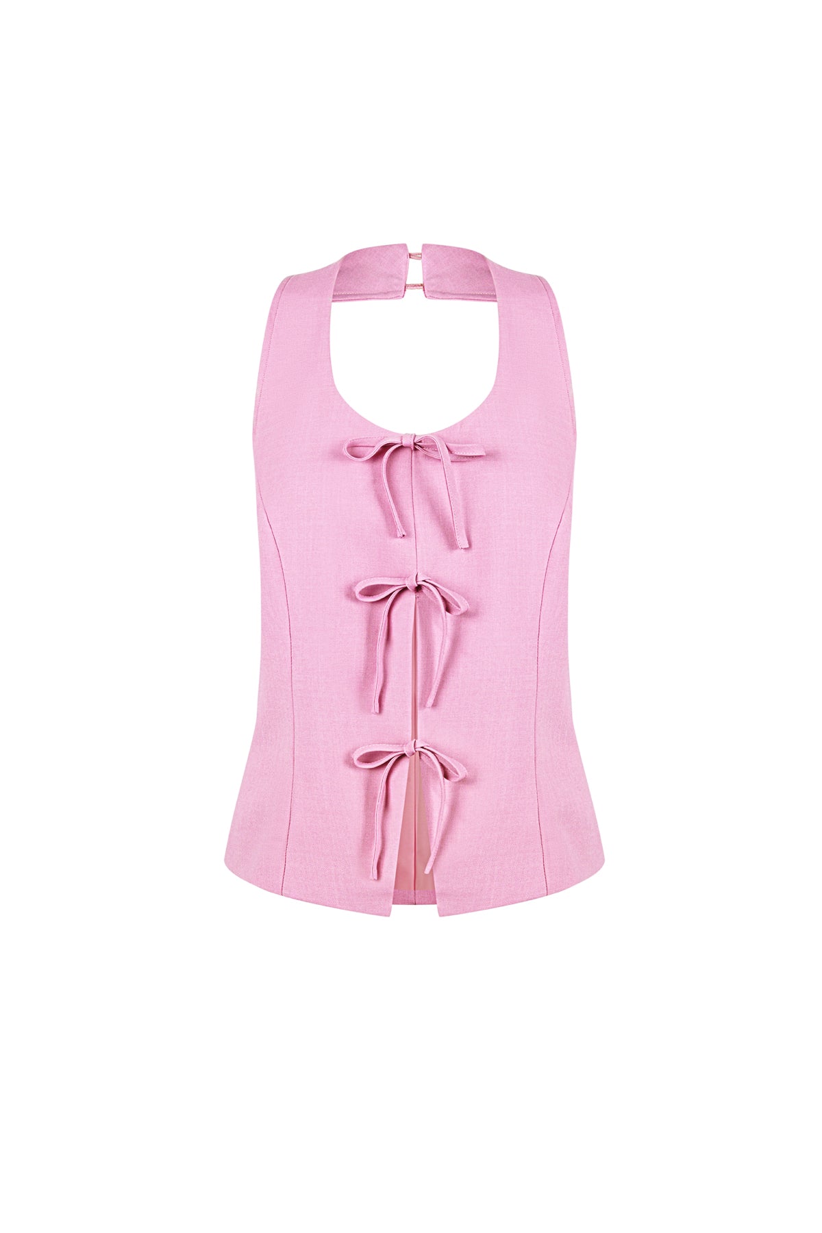 Geweven Polyestervezel Vrouwen Mouwloze Top Casual Boog Detail