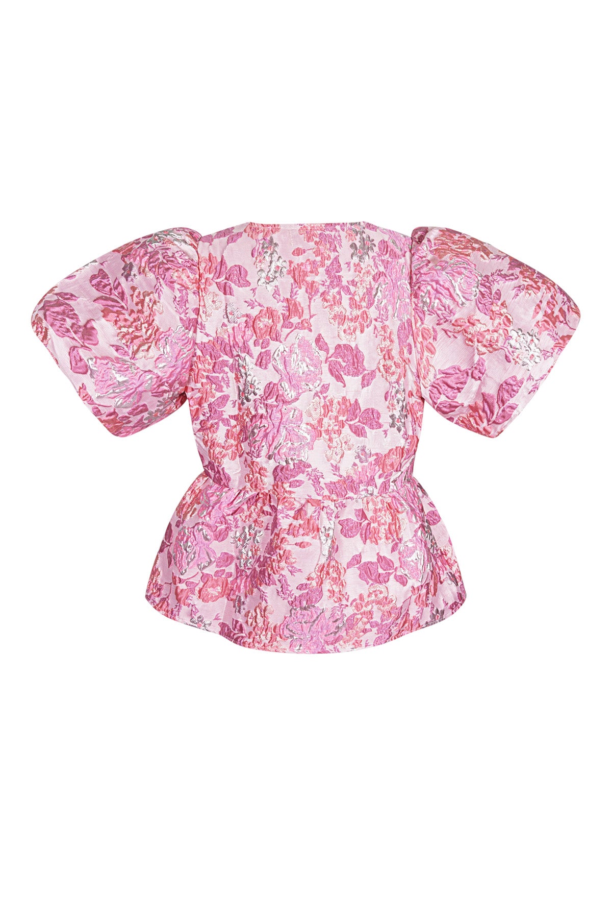 Geweven Polyestervezel Vrouwen Korte Mouw Top Elegante Bloemenprint