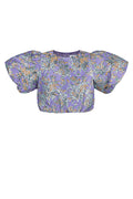 Polyester Vrouwen Korte Mouw Top Puff Sleeve Bloemenprint