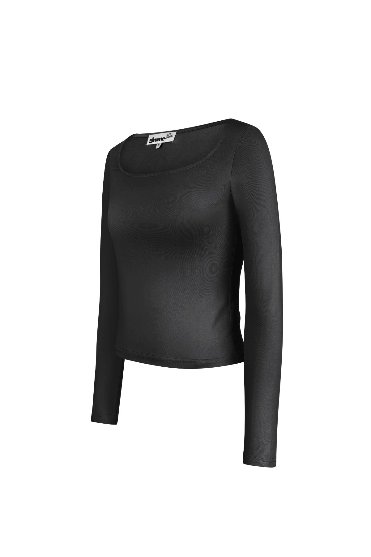 Polyester Vrouwen Lange Mouw Crop Top Vierkante Halslijn Bodycon Pasvorm