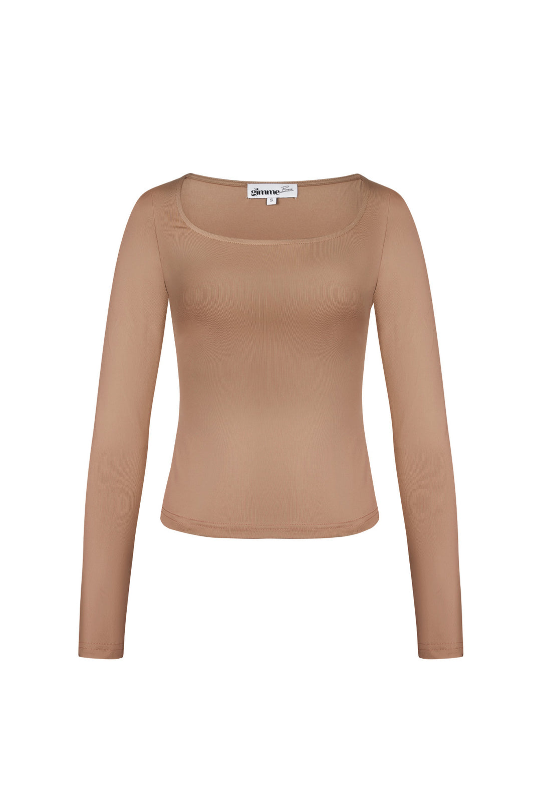 Polyester Vrouwen Lange Mouw Crop Top Vierkante Halslijn Bodycon Pasvorm