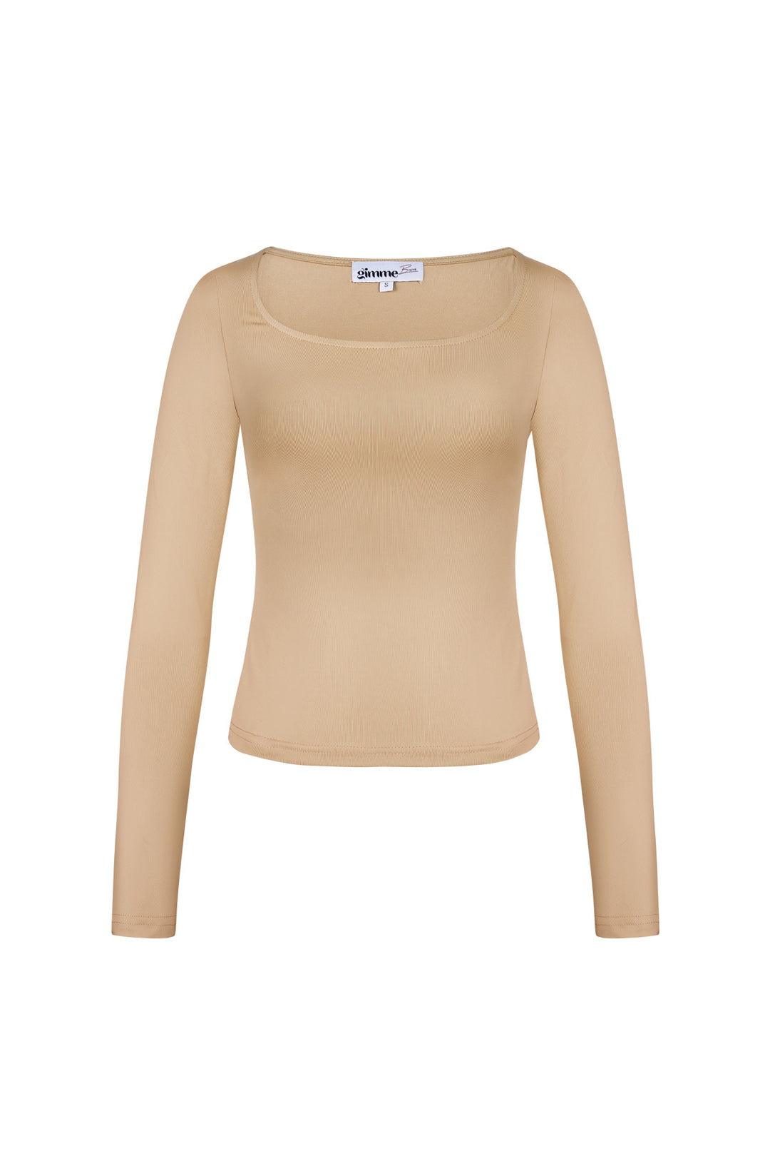 Polyester Vrouwen Lange Mouw Crop Top Vierkante Halslijn Bodycon Pasvorm