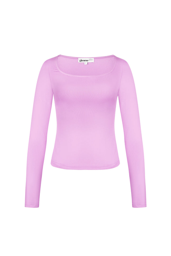 Polyester Vrouwen Lange Mouw Crop Top Vierkante Halslijn Bodycon Pasvorm