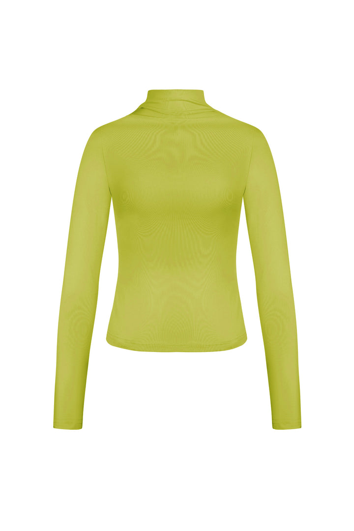 Polyester Vrouwen Lange Mouw Top Ribbel Hoge Kraag