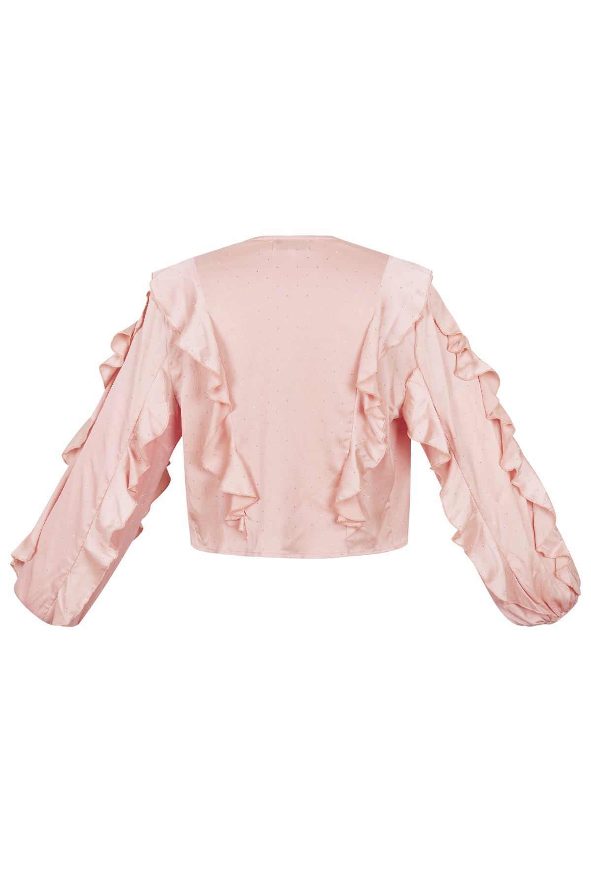 Polyester Vrouwen Lange Mouw Top Met Plooien Voorzijde Knoop