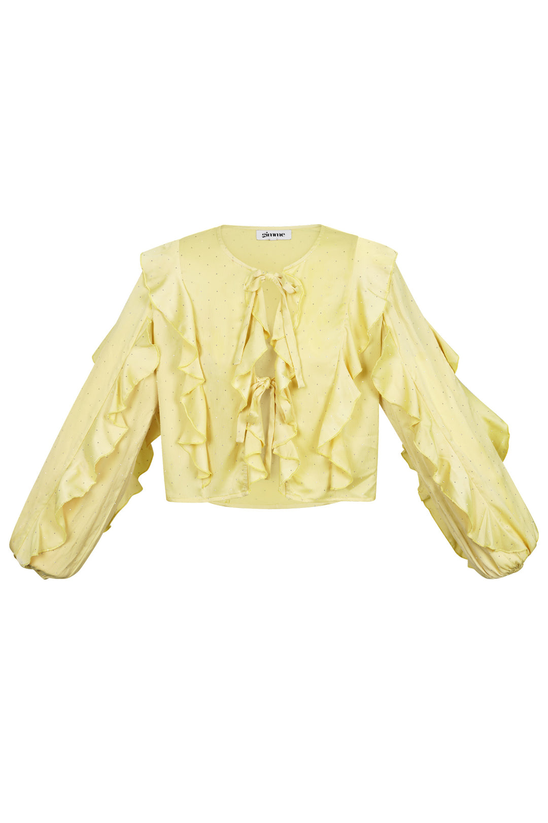 Polyester Vrouwen Lange Mouw Top Met Plooien Voorzijde Knoop