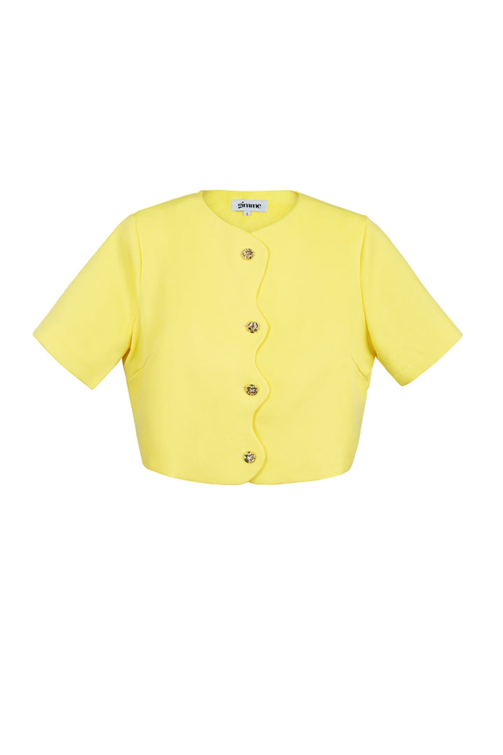 Polyester Vrouwen Korte Mouw Top Geknipte Stijl Gespeld Voorkant