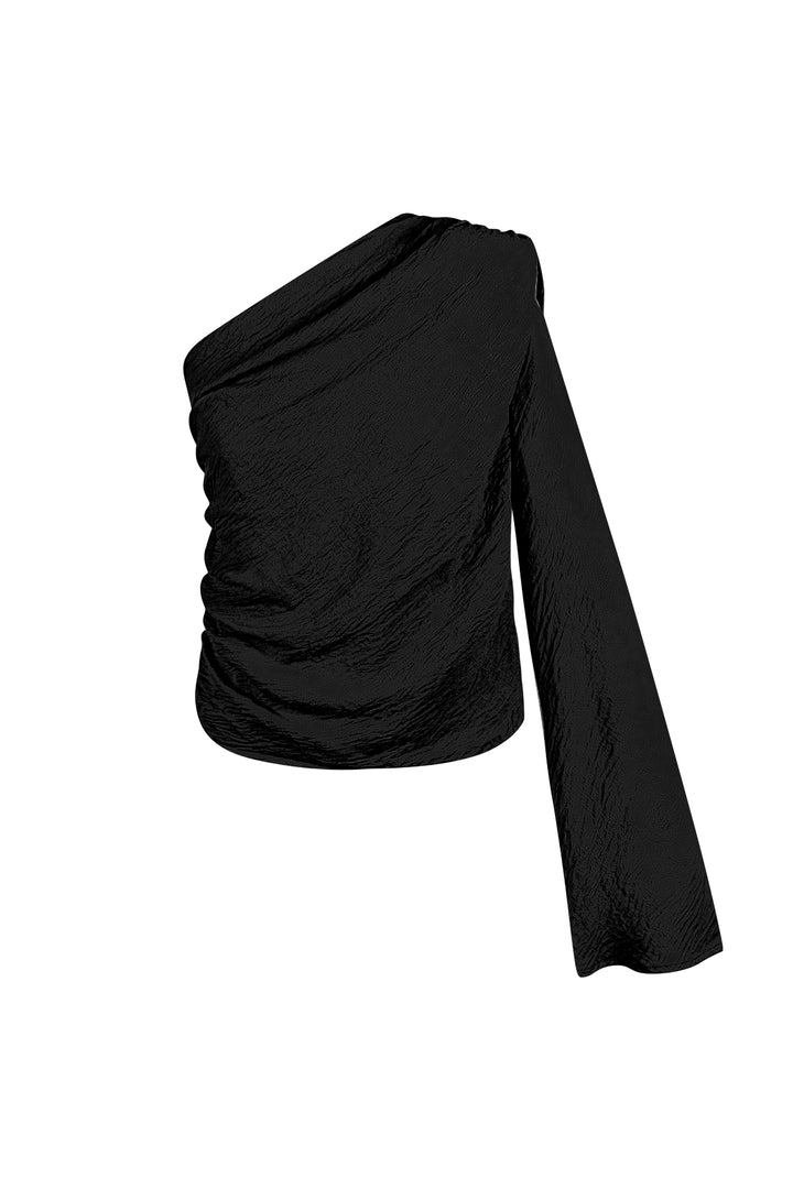 Polyester Vrouwen Een-schouder Lange Mouw Top Asymmetrisch Ontwerp