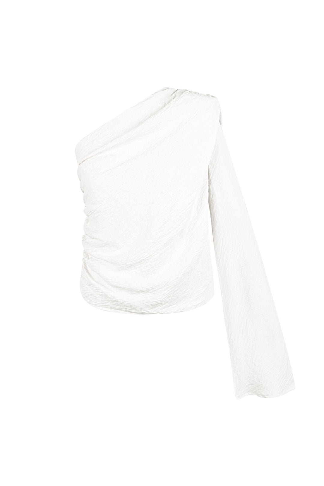 Polyester Vrouwen Een-schouder Lange Mouw Top Asymmetrisch Ontwerp