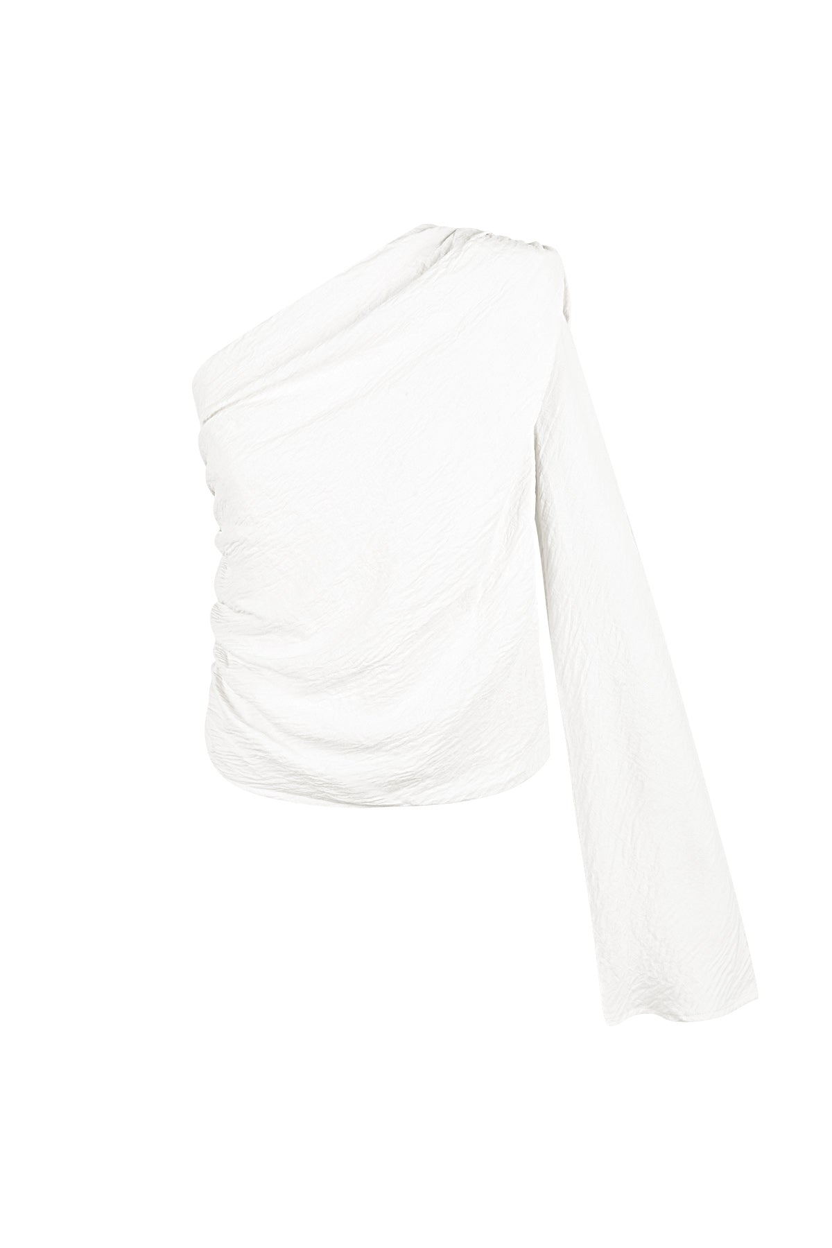 Polyester Vrouwen Een-schouder Lange Mouw Top Asymmetrisch Ontwerp