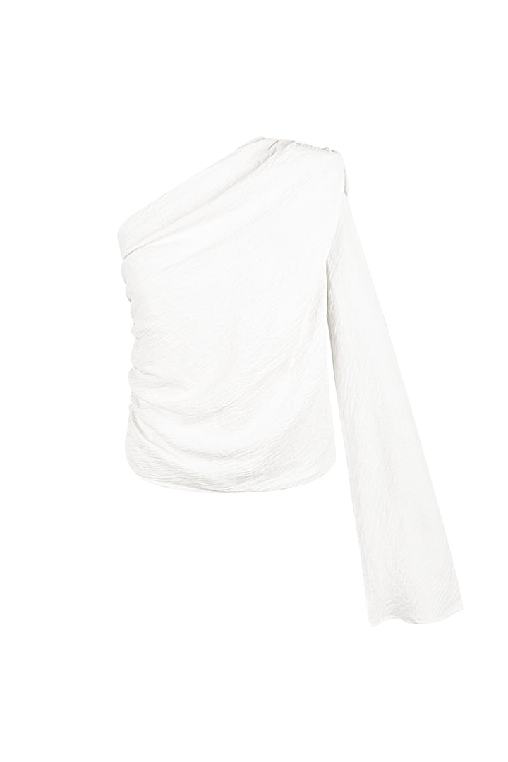 Polyester Vrouwen Een-schouder Lange Mouw Top Asymmetrisch Ontwerp