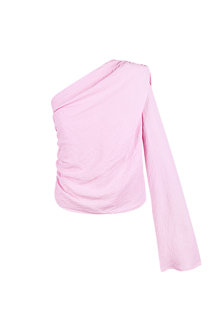 Polyester Vrouwen Een-schouder Lange Mouw Top Asymmetrisch Ontwerp