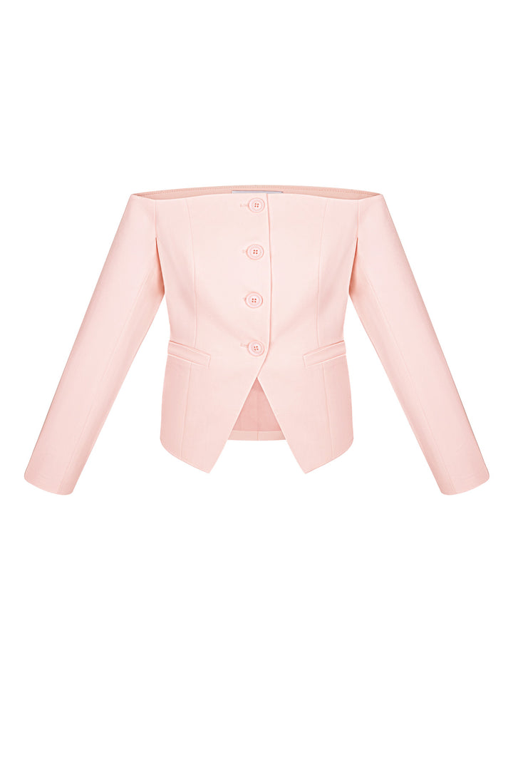 Polyester Vrouwen Off-Shoulder Lange Mouw Top Gesloten Voorkant Ontwerp