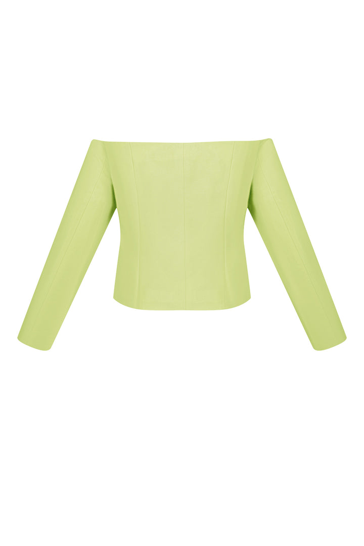 Polyester Vrouwen Off-Shoulder Lange Mouw Top Gesloten Voorkant Ontwerp