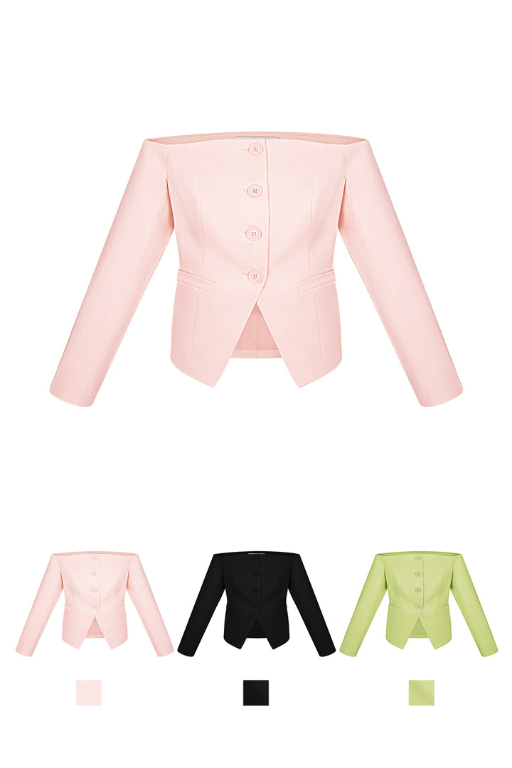 Polyester Vrouwen Off-Shoulder Lange Mouw Top Gesloten Voorkant Ontwerp