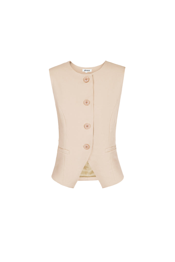Polyester Vrouwen Mouwloze Top Gestructureerd Knopsluiting Ontwerp