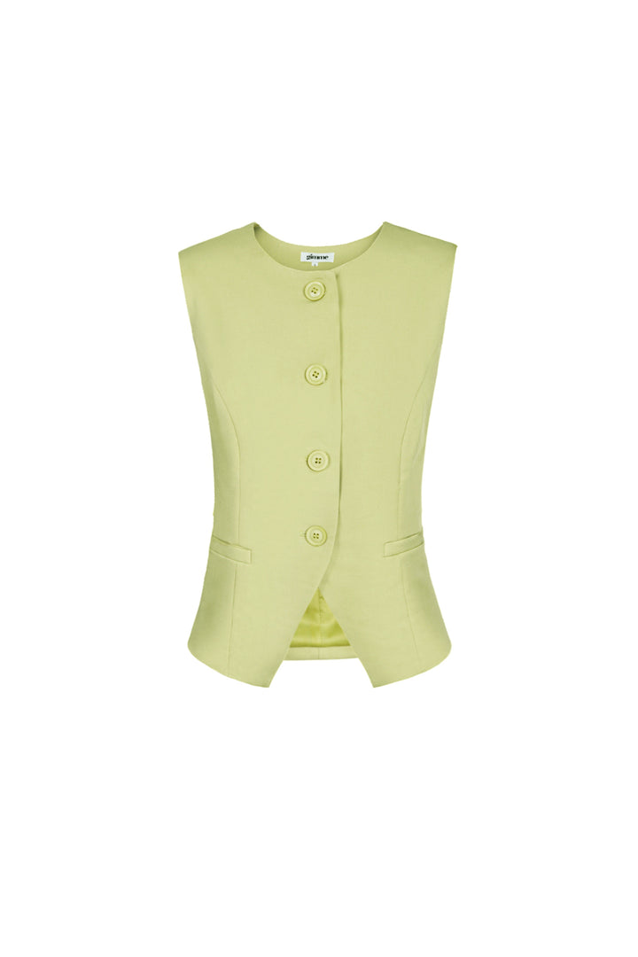 Polyester Vrouwen Mouwloze Top Gestructureerd Knopsluiting Ontwerp