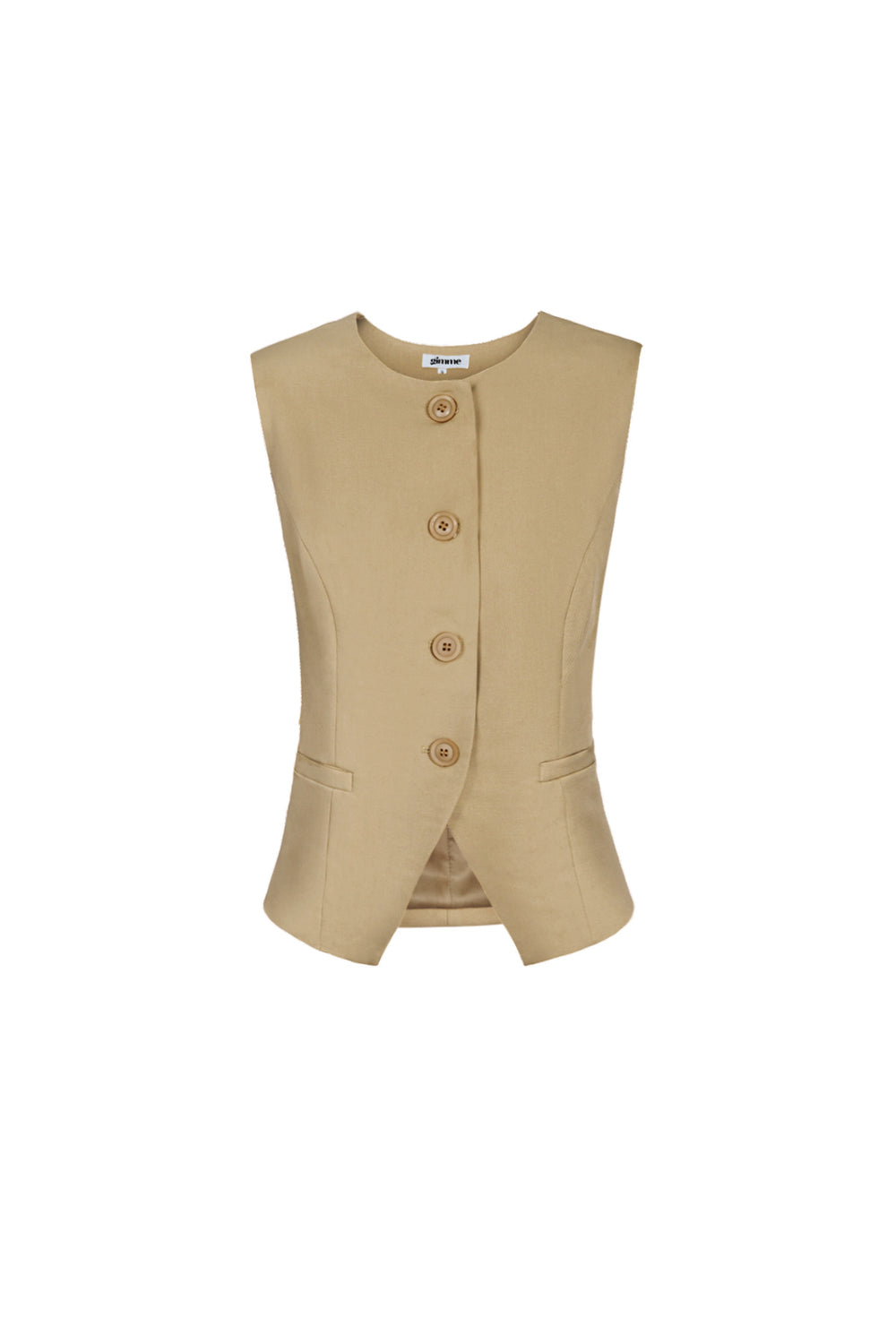 Polyester Vrouwen Mouwloze Top Gestructureerd Knopsluiting Ontwerp