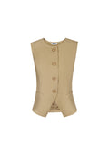 Polyester Vrouwen Mouwloze Top Gestructureerd Knopsluiting Ontwerp