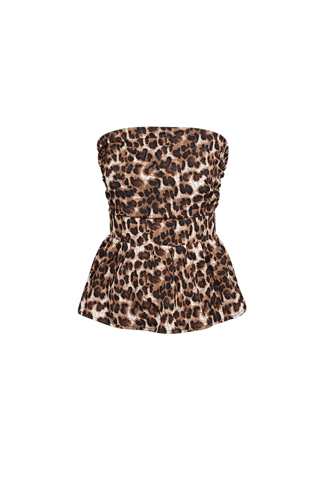 Polyester Vrouwen Strapless Top Luipaardprint Peplum Ontwerp
