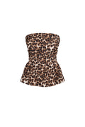 Polyester Vrouwen Strapless Top Luipaardprint Peplum Ontwerp