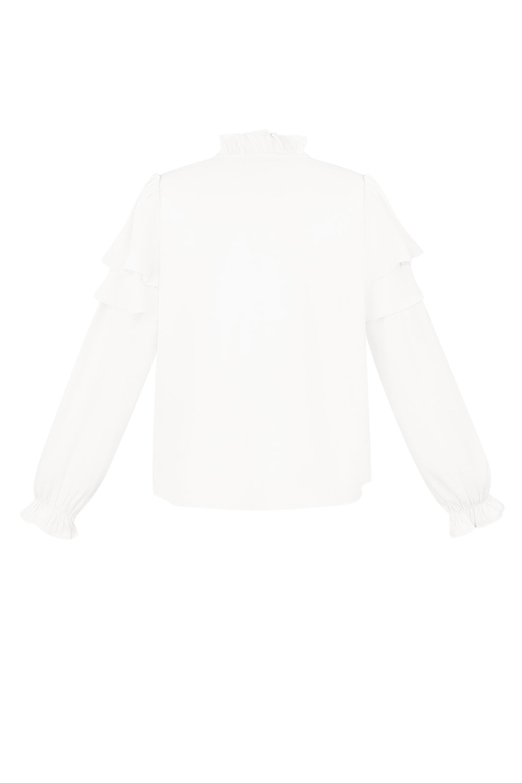 Polyester Vrouwen Lange Mouw Top Met Plooien V-Hals