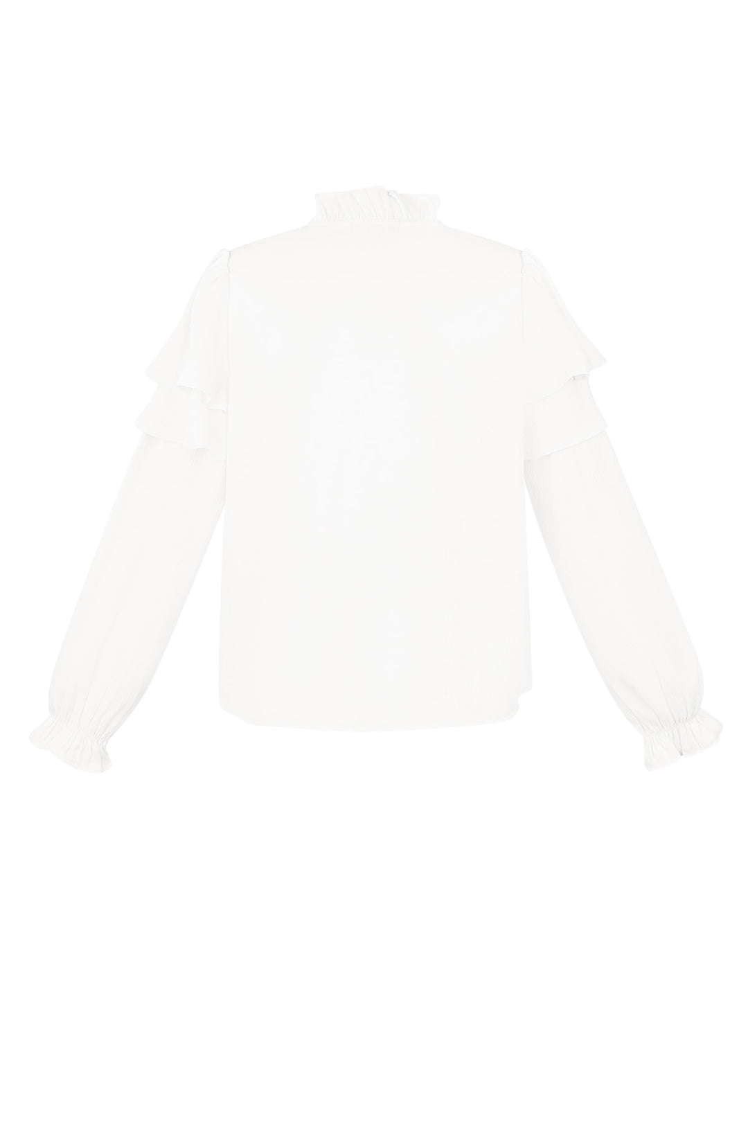 Polyester Vrouwen Lange Mouw Top Met Plooien V-Hals