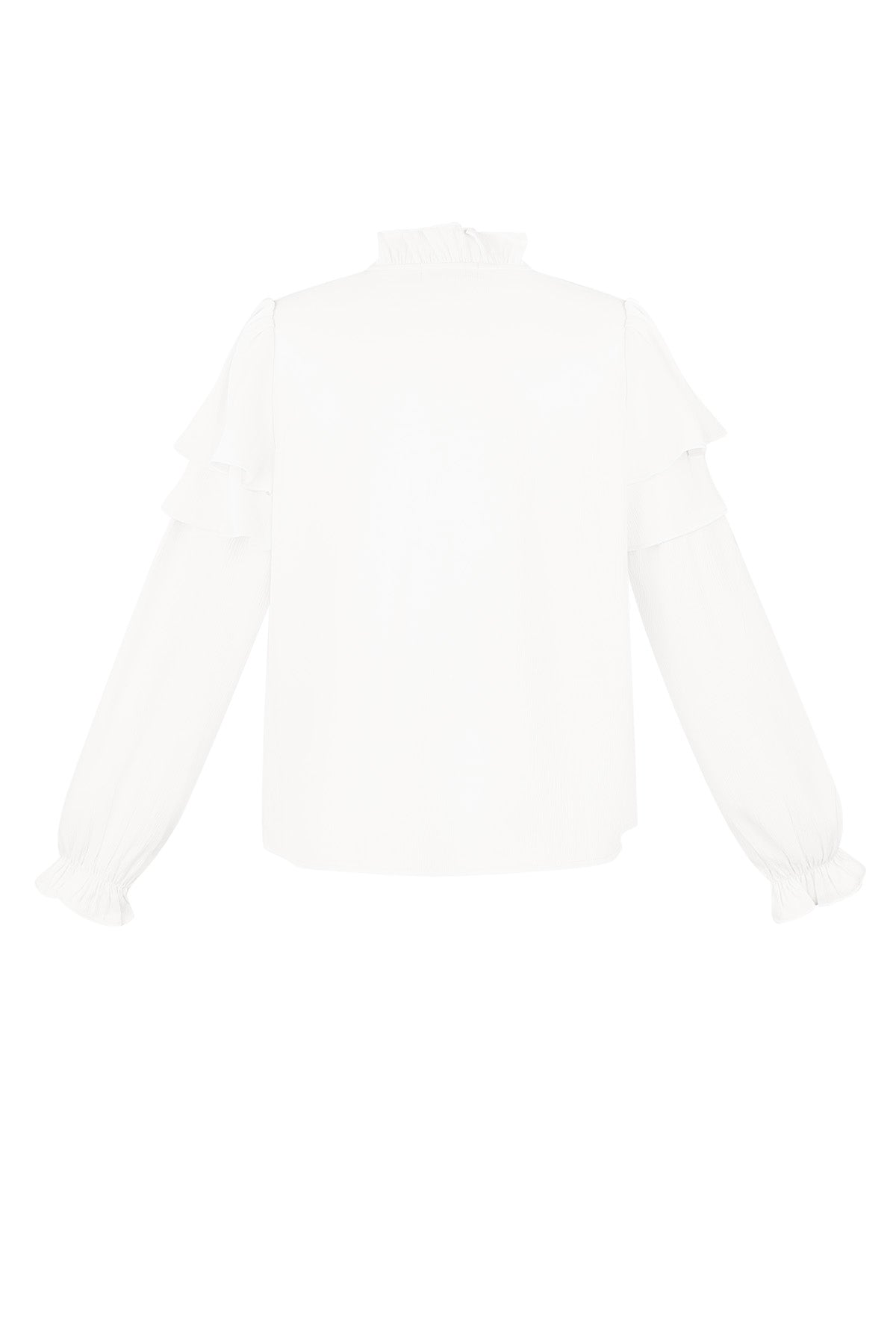 Polyester Vrouwen Lange Mouw Top Met Plooien V-Hals