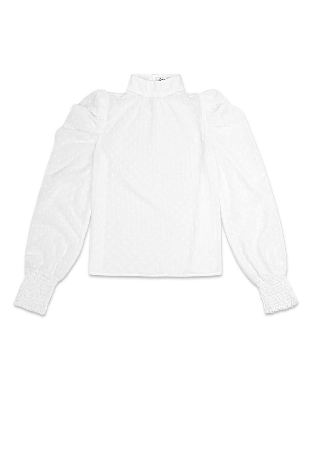 Polyester Vrouwen Lange Mouw Top Puff Sleeve Hoge Hals