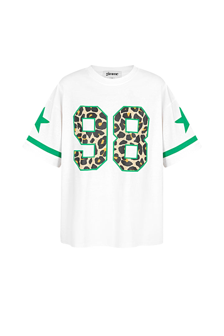 Cotton Vrouwen T-shirt Oversized Luipaardprint Nummer 98