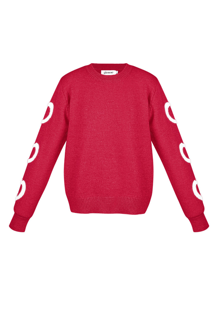 Gebreide Wolmix Vrouwen Rondhals Trui Hartpatroon Ontwerp