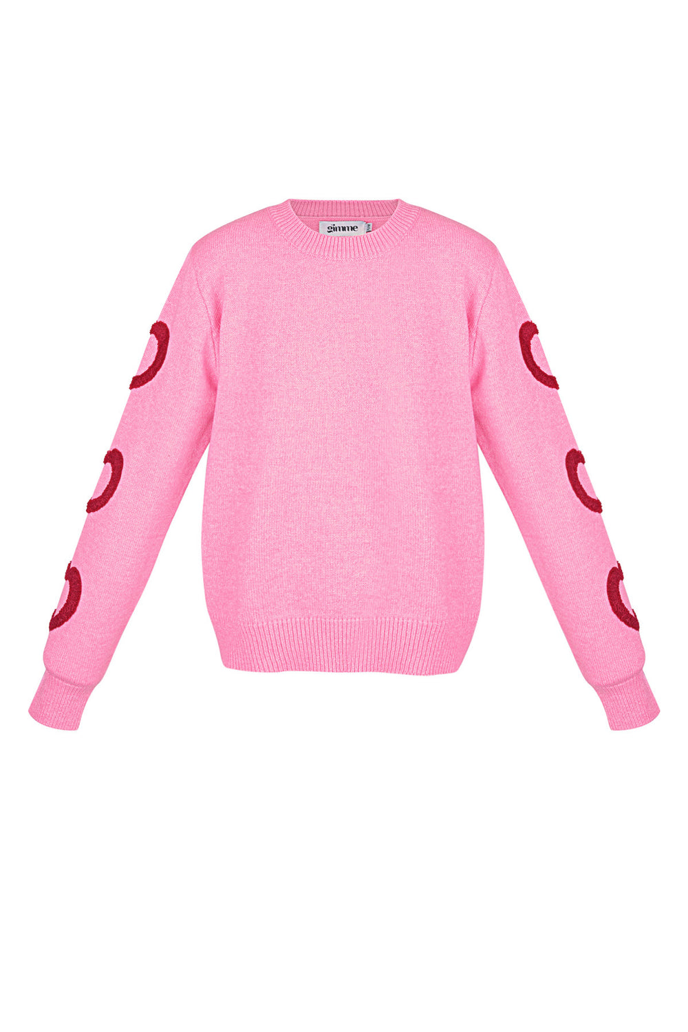 Gebreide Wolmix Vrouwen Rondhals Trui Hartpatroon Ontwerp