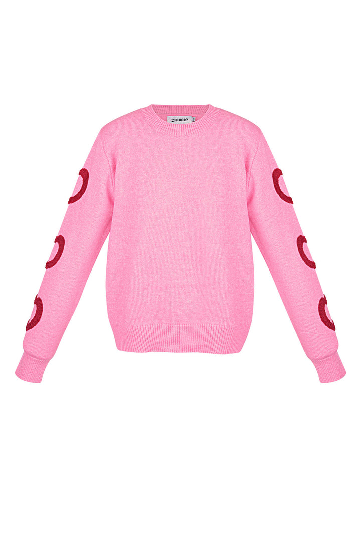 Gebreide Wolmix Vrouwen Rondhals Trui Hartpatroon Ontwerp