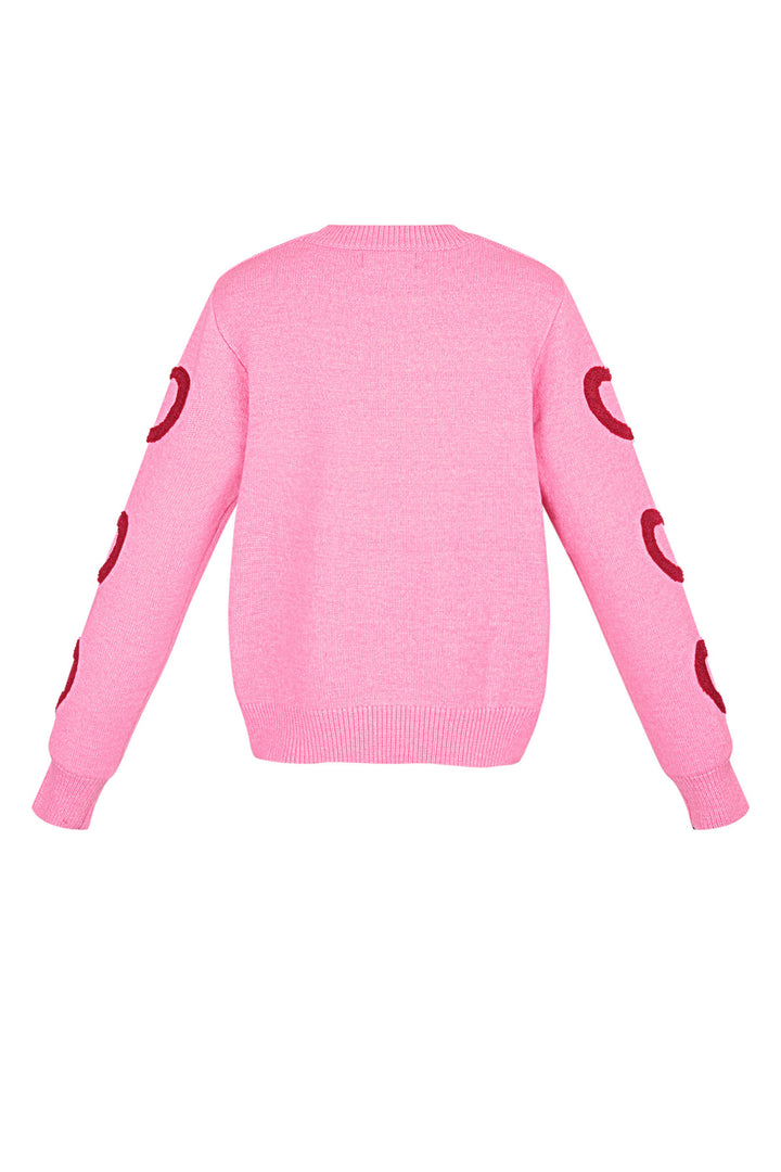 Gebreide Wolmix Vrouwen Rondhals Trui Hartpatroon Ontwerp