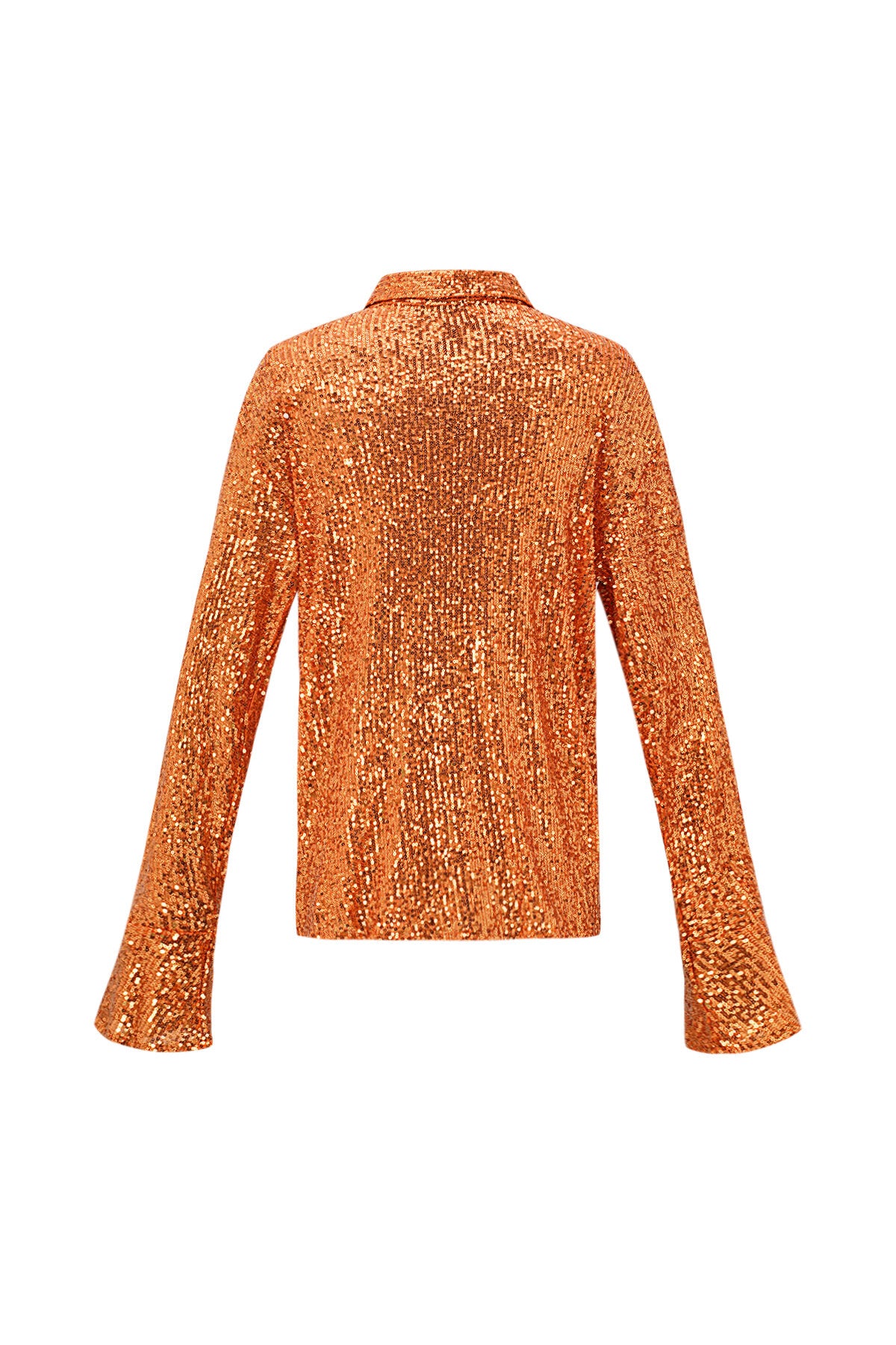 Polyester Pailletten Vrouwen Overhemd Glanzend Lange Mouw