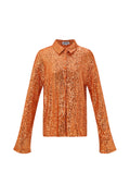 Polyester Pailletten Vrouwen Overhemd Glanzend Lange Mouw