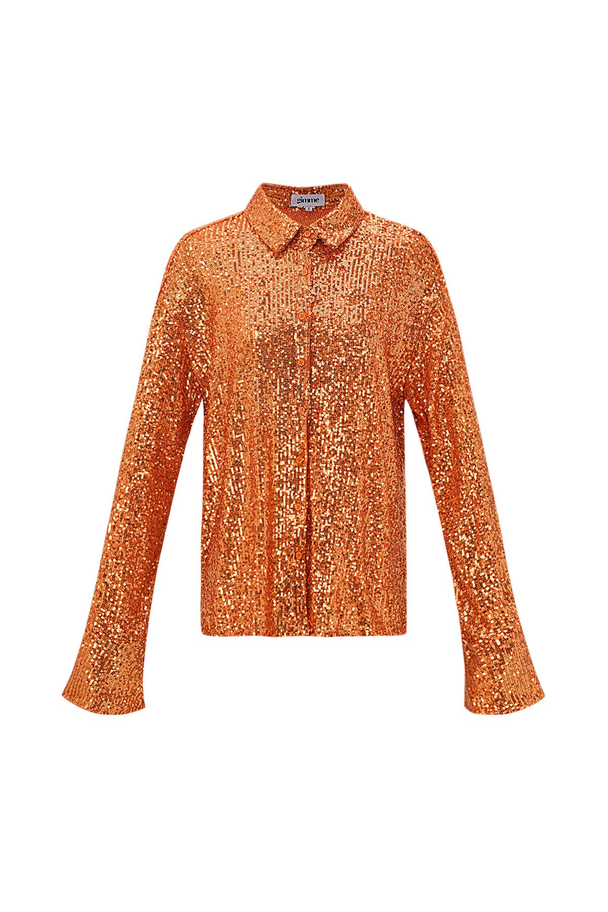 Polyester Pailletten Vrouwen Overhemd Glanzend Lange Mouw