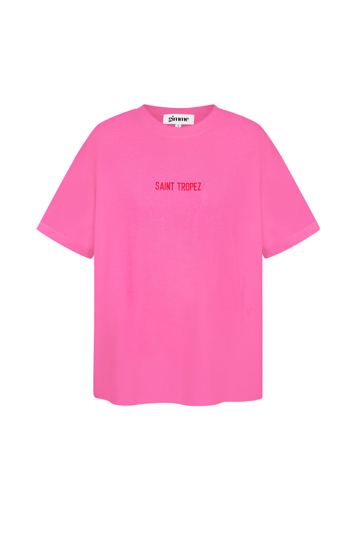 Cotton Vrouwen T-shirt Oversized Saint Tropez Print