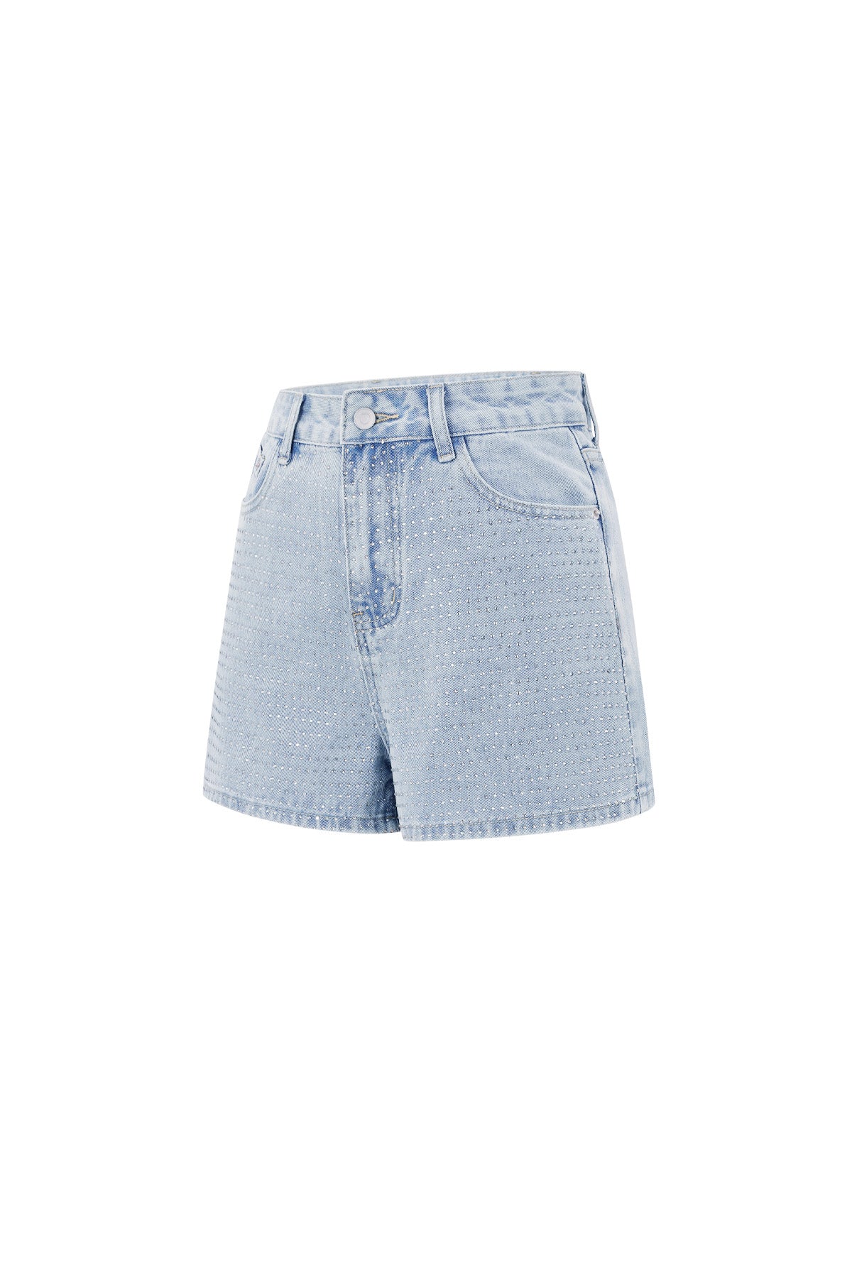 Denim Vrouwen High Waist Shorts Gepunctueerd Ontwerp
