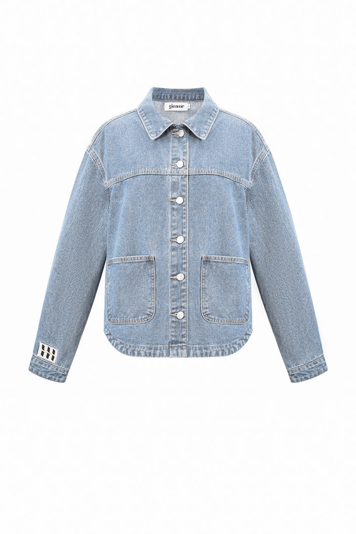 Denim Vrouwen Jas Classic Fit met Merklogo Patch