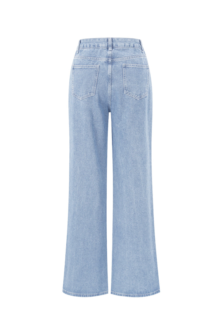 Cotton Woven Vrouwen Rechte Jeans Hart Borduurwerk Casual