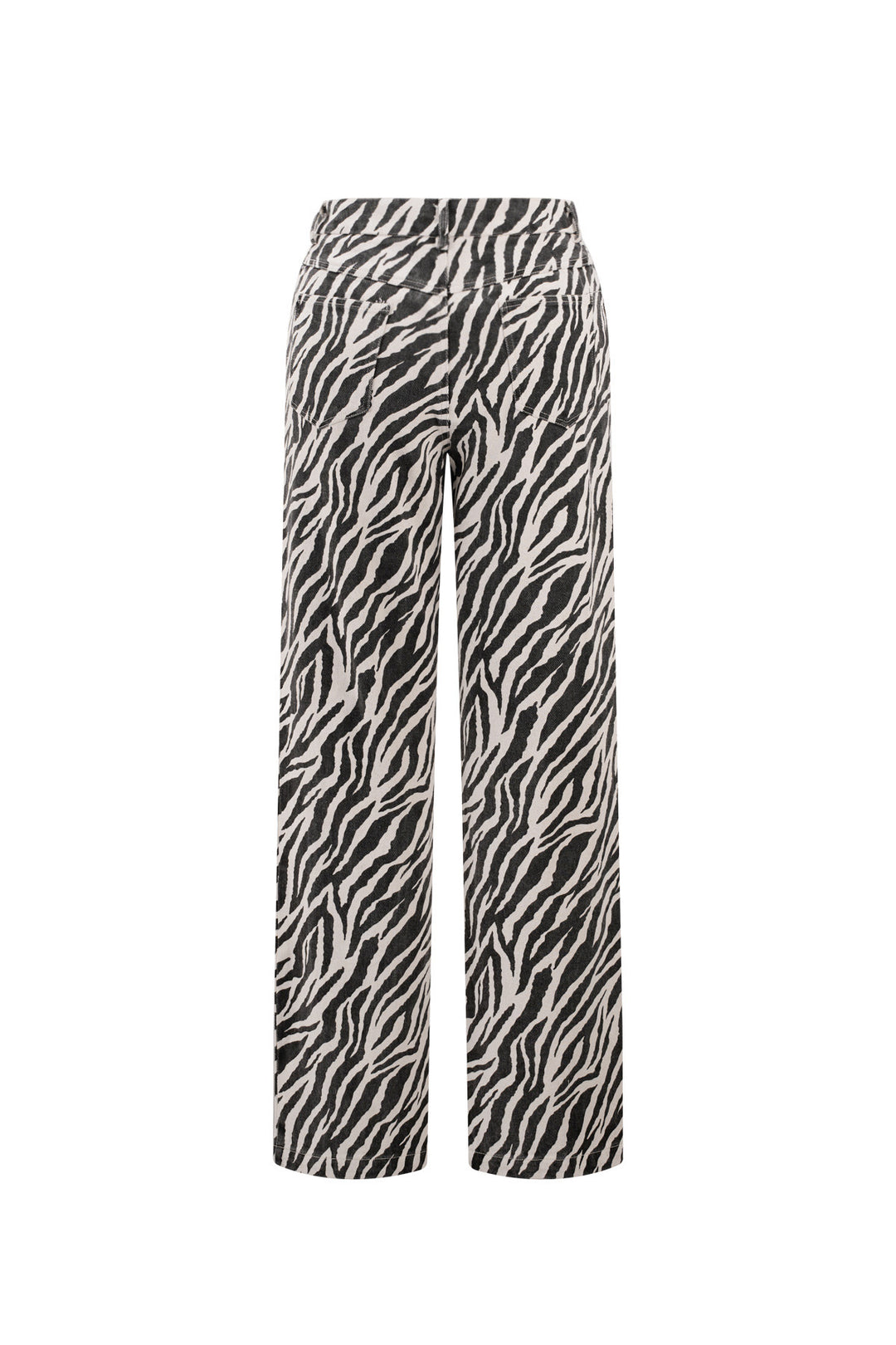 Geweven Katoen Vrouwen Rechte Broek Casual Zebra Strepen