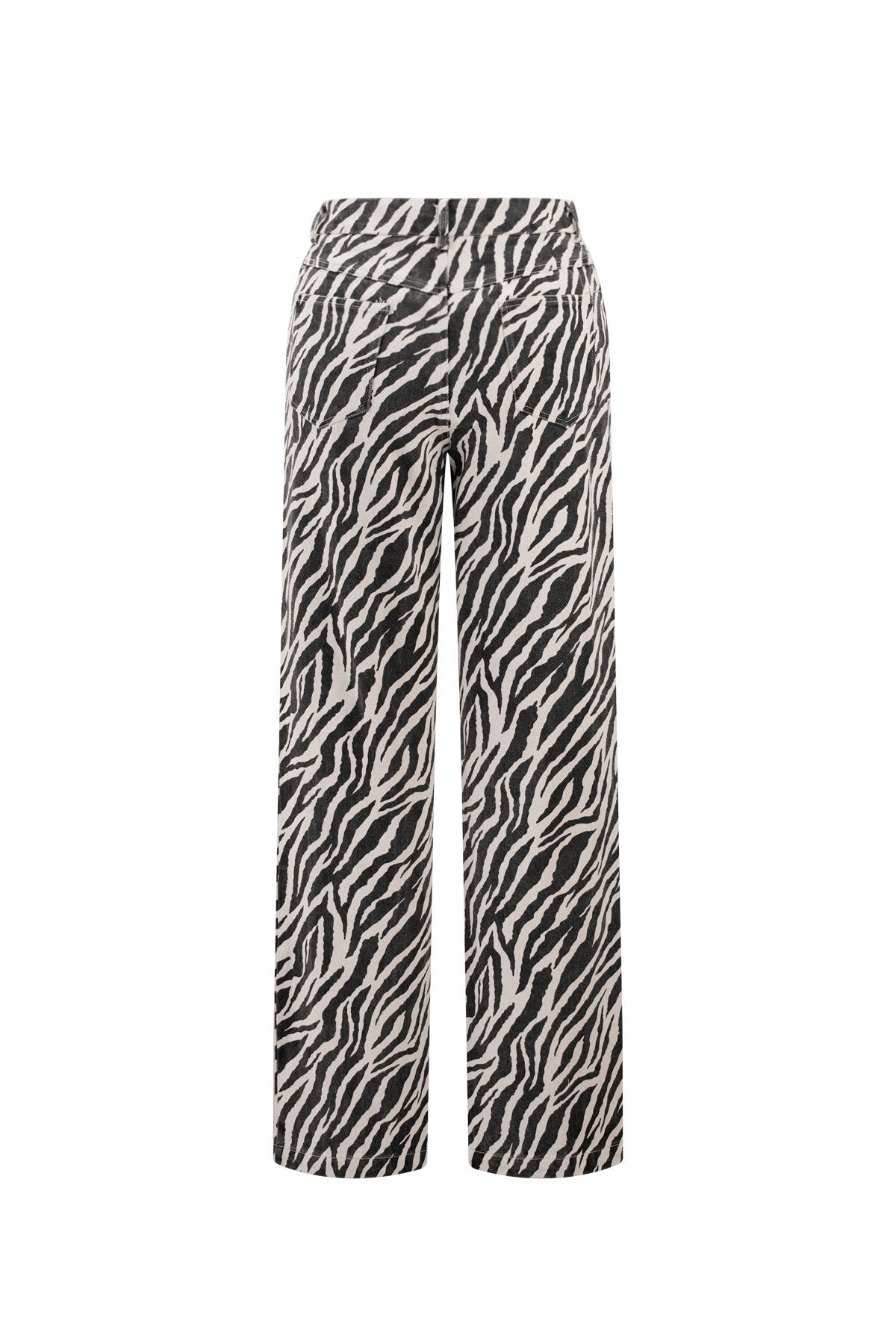 Geweven Katoen Vrouwen Rechte Broek Casual Zebra Strepen