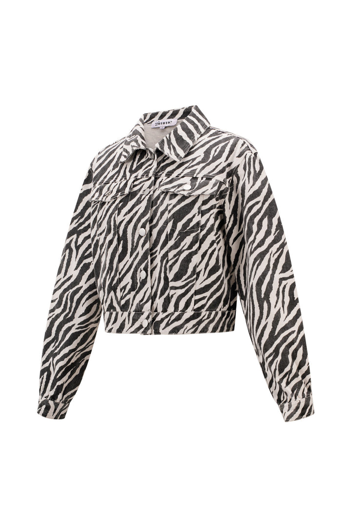 Cotton Denim Vrouwen Jas Street Elegant Specialty Dierenprint