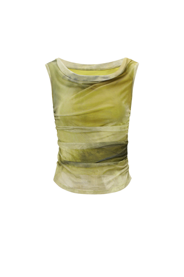 Geweven Polyester Vrouwen Mouwloze Top Doorzichtig Eenvoudige Kleur Lente/Zomer
